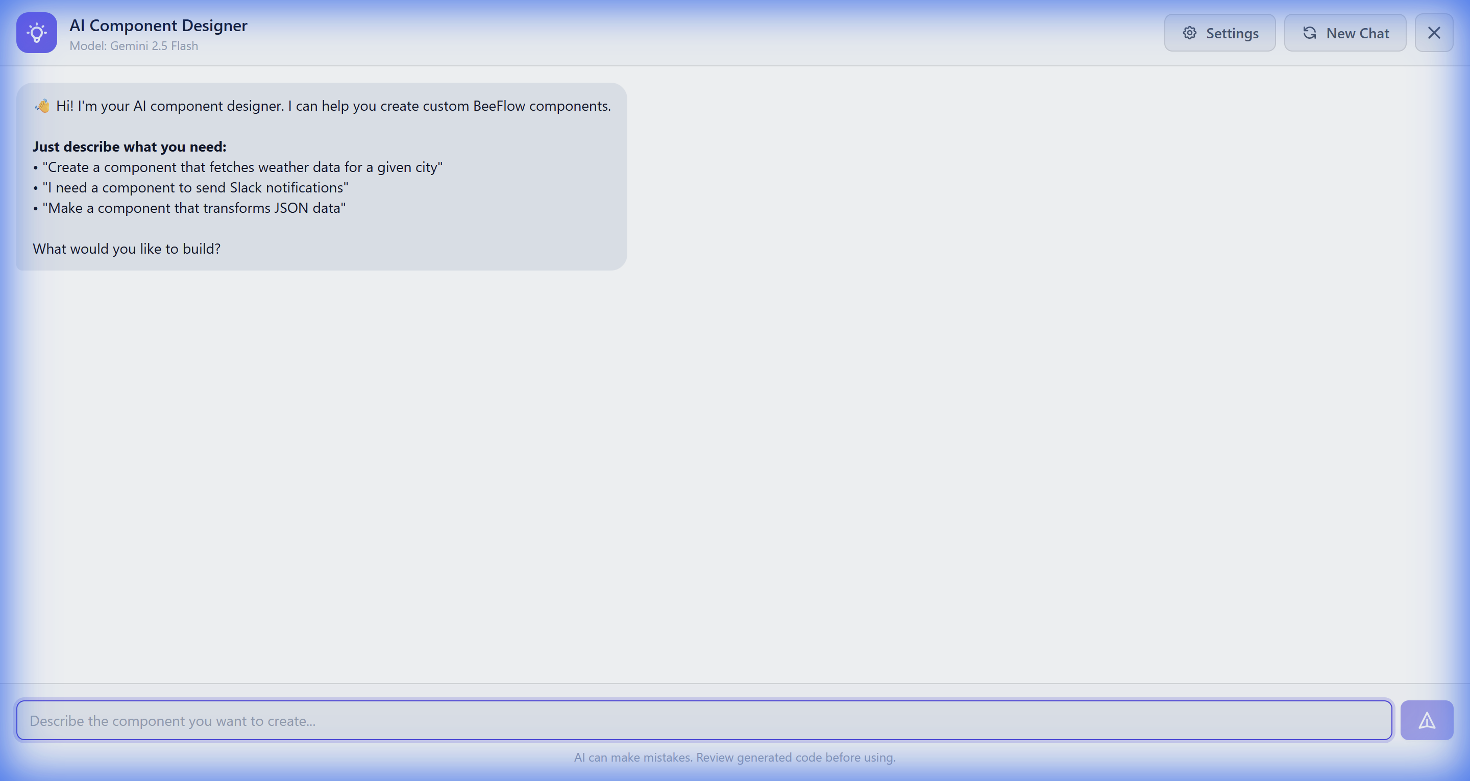 AI Designer Interface